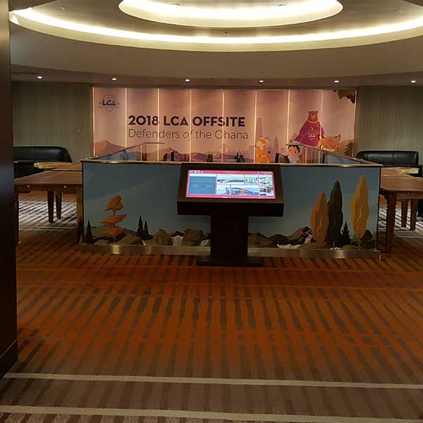 Window clings installed for an event
