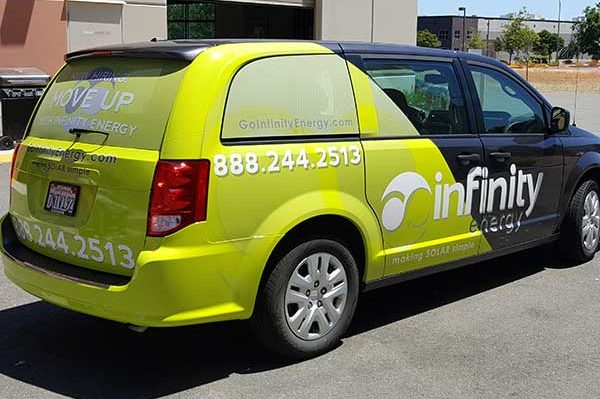 Mini van wrap with printed cast vinyl